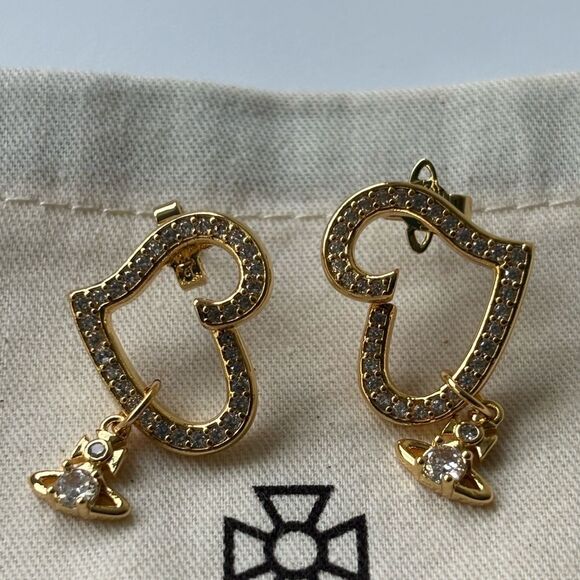 NWOT Vivienne Westwood Gold Heart Earrings - Picture 4 of 7